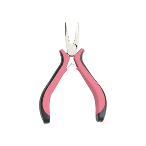 Durable Stainless Steel <b>Angled</b> Pliers for Nano Hair Extensions Pink Black Handle 2-in-1 Tool - Product Image 2