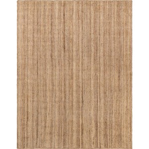 Modern Striped Jute Area <b>Rug</b> Rectangle Flat Weave Natural Beige Tone <b>Thin</b> Pile Living Room <b>Rug</b> - Product Image 1