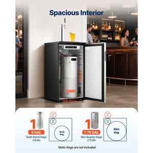 Dispenser Commerciale per Birra alla Spina - Kegerator a Singolo Rubinetto con Ripiani Refrigerati (Contiene 1 Fusto da 1/6 con 2,5 libbre di CO2) - Product Image 2