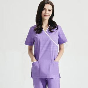 Blusa Médica con Cuello en V para Mujer, Azul Marino, Algodón y Poliéster, Uniforme de Hospital con Bolsillos para Personal Médico, Diseño Personalizado - Product Image 5