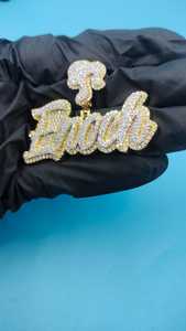 Colgante de Letra Hip Hop con Moissanita, Bañado en Rodio, Micro Pavé, Corte Brillante Redondo, Colgante Unisex - Product Image 5