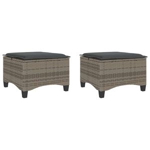2 pezzi sgabelli da giardino in Poly Rattan grigio con cuscini 21.7 \ "x21.7 \" x14.2 \ "eleganti sedie da giardino - Product Image 2
