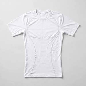 Camiseta de Compresión para Hombre, para Gimnasio, Deportes al Aire Libre, Camiseta Deportiva de Compresión, Cuello en V, Manga Corta, Poliéster/Algodón - Product Image 4