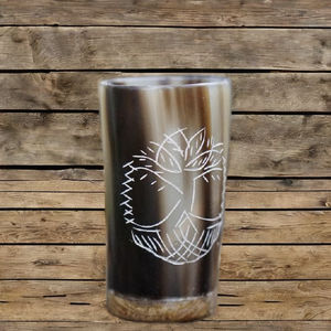 Viking Drinking Horn & Shot/Cup Eco-Friendly Buffalo Horn with Engraved Designs Nordic Gift by World Craft Impex - Product Image 3