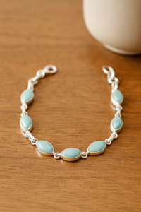 Bracelet en amazonite, bracelet en argent sterling 925, plaqué or jaune et or rose, bracelet bohème fait main, bracelet en pierre verte, cadeau - Product Image 4
