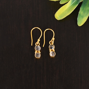 Pendientes Minimalistas de Plata de Ley 925 Chapados en Oro con Cuarzo Limón Natural para Mujer - Product Image 1