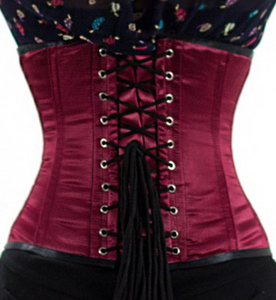 Women Satin Waist Cincher Firm Control Corset <b>Red</b> Hook-and-Eye Design Breathable Shapewear - Product Image 2