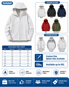 Chaqueta Softshell Impermeable con Capucha, Unisex, para Uso Casual al Aire Libre, con Logotipo Personalizado OEM, Precio al por Mayor - Product Image 2