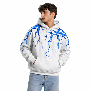Customizable 100% Cotton Oversized Fleece <b>Pullover</b> Hoodie with Drawstring Hood for <b>Men</b>-Winter Casual Streetwear USA B2B Sourcing - Product Image 1