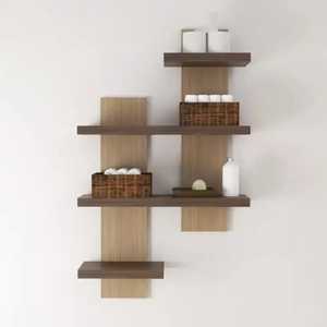 Modern <b>Floating</b> Wood <b>Wall</b> <b>Shelf</b> Adjustable Heavy Duty Metal Divider Bookend Bracket Set Non-Folding Flower Pot Living Room Rack - Product Image 3