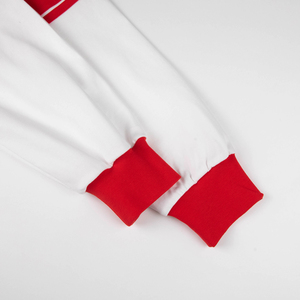 เสื้อโปโลแขนยาวผู้ชาย สีขาวแดง แต่งลายปัก Aspire To Retire สไตล์ Preppy ผ้าคอตตอนป๊อปลิน - Product Image 4