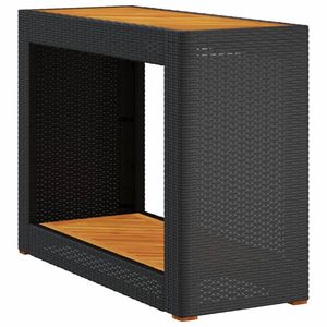 Tavolino da giardino in Poly Rattan nero con 39.4 in legno \ "x15.7 \" x29.5 \ "tavoli da esterno - Product Image 2