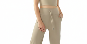 Leggings de mujer de cintura alta, pierna ancha, color liso, transpirables, para gimnasio, yoga, entrenamiento deportivo casual, cintura elástica, versátiles, estilo campana - Product Image 3