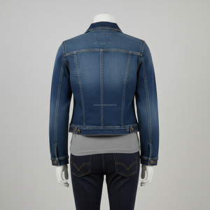 High Quality Elegant Women Winter Collar Denim Jacket Women Loose Short Outerwear With <b>Belt</b> and Zipper with Denim Jacket - Product Image 2