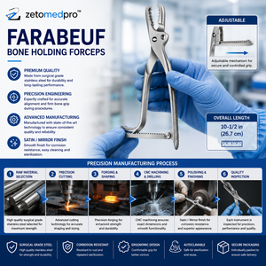 คีมจับกระดูก FARABEUF ปรับความยาวได้ 10.5 นิ้ว 26.7 ซม. ZETOMEDPRO - Product Image 2