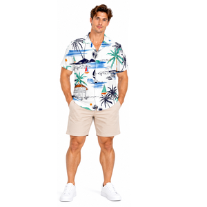 Chemise de plage pour homme, sublimation premium, imprimé tropical personnalisé, polyester respirant, séchage rapide, protection UV, décontractée, pour les vacances à la plage - Product Image 4