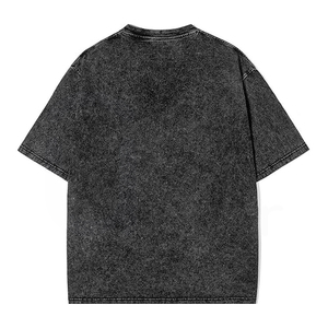 T-shirt en jean noir pour homme, manches courtes, col rond, coupe oversize, décontracté, couleur unie, coton délavé, design épuré - Product Image 1