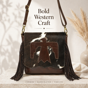 Sac bandoulière en cuir de vachette à franges Western pour femmes |   Sac à bandoulière en cuir avec applique Thunderbird, sac à bandoulière Cowgirl - Product Image 4