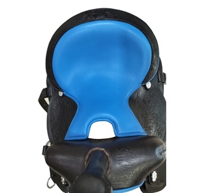 Estribos de Cuero Estilo Western con Asiento Azul, Cómodos, con Estructura de Madera, Herrajes Niquelados, Duraderos, Talla Infantil - Product Image 5