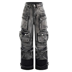 กางเกงยีนส์สไตล์ฮิปฮอปแฟชั่นใหม่สำหรับผู้ชาย สไตล์สตรีท แต่งหมุดและกระเป๋าสองช่อง - Product Image 2