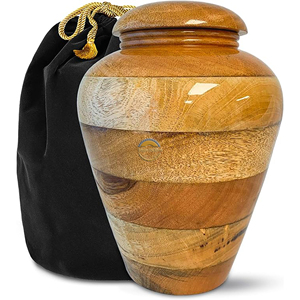Solid Oak Wooden Urn with Decorative Finish Custom Logo Wooden Cremation Urn Supplier - Product Image 3
