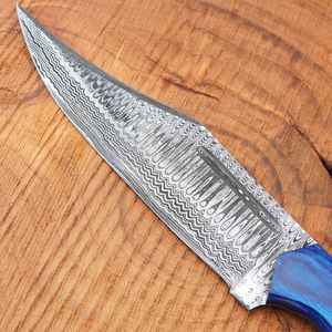 มีดล่าสัตว์เหล็กดามัสกัสคุณภาพสูงแบบใบมีดคงที่ ขายส่งปี 2024 ด้ามไม้ทำมือ ปลอกหนังอย่างดี มีดสไตล์ไวกิ้ง - Product Image 4