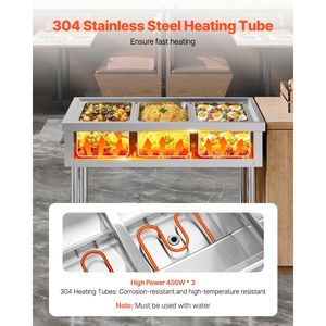 Scaldavivande Elettrico Commerciale a Vapore con 3 Controlli di Temperatura Manuali Indipendenti, 450W, 3 Vasche in Acciaio Inox per Buffet e Catering - Product Image 2