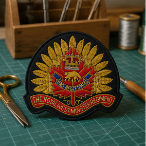 THE ROYAL WESTMINISTER REGIMENT High Quality Lace Embroidered Patch <b>Sew</b>-On Fabric Badge Circular Luxury Design for Garment - Product Image 5