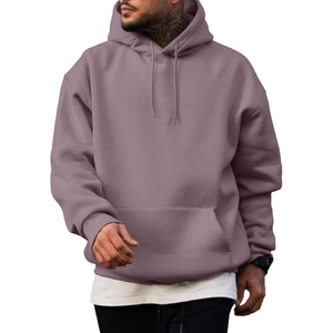 Sweat-shirt à capuche rouge pour homme, coupe classique, couleur unie, pull décontracté en tricot avec poche avant, vêtement d'automne - Product Image 4