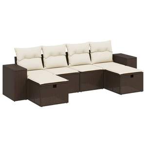 Set Divano da Giardino in Polyrattan Marrone, Arredamento da Esterno di Grandi Dimensioni, Design Contemporaneo con Cuscini in Schiuma ad Alta Densità - Product Image 4