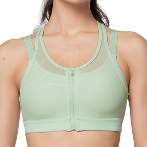 Soutien-gorge de sport vert menthe pour femme, maintien élevé, dos nageur, fermeture éclair avant, sans coutures, haut de yoga, couvrance complète, grandes tailles A-DDD - Product Image 2