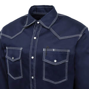 Chemise de travail pour homme 100% coton respirant, résistante aux flammes, à manches longues, pour travaux lourds - Product Image 4