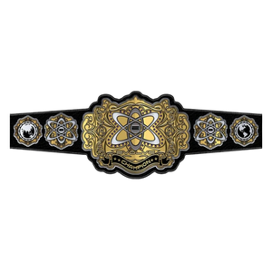 Cinturón de Campeonato Atómico Personalizable de Alta Calidad en Negro y Dorado, Cinturón Deportivo Personalizado, Edición de Coleccionista - Product Image 1