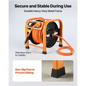 Enrouleur de tuyau d'air en PVC à rembobinage automatique 3/8 pouce x 100 pieds, pression max. 300 PSI, avec câble d'arrivée de 5 pieds et cliquet pour compresseur d'air - Product Image 6