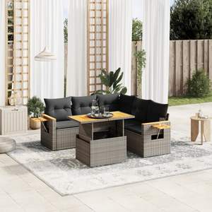 Gray Garden <b>Sofa</b> Set <b>Outdoor</b> PE <b>Rattan</b> Cushioned Contemporary Design For Patio Deck - Product Image 1