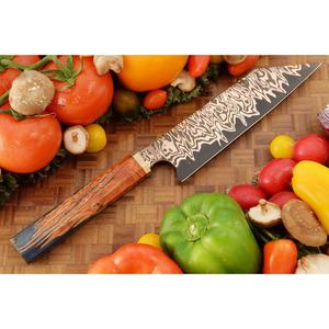 Cuchillo de Chef Personalizado Hecho a Mano Jexmoo de Acero Inoxidable con Mango Elegante y Funda de Cuero de 13 Pulgadas, Regalo para Chef - Product Image 3