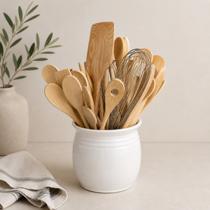 Handcrafted Ceramic <b>Utensil</b> <b>Holder</b> Rustic Farmhouse Jar High Temperature Fired Durable <b>Kitchen</b> Organizer Spacious <b>utensil</b> <b>holder</b> - Product Image 1