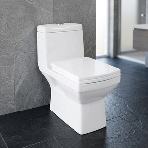 WC monobloc moderne en céramique à chasse d'eau par siphon, double chasse, avec siphon en P et en S, pour salle de bain d'hôtel de luxe - Product Image 4