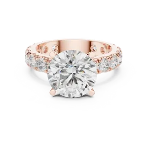 Bague de fiançailles en diamant de laboratoire rond brillant 3 carats, or massif 18 carats, certifiée IGI, avec large bande d'accentuation éternelle, VVS E-F - Product Image 5