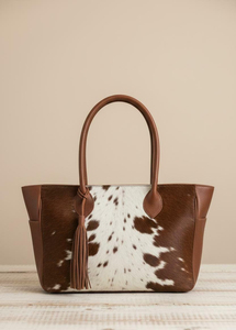 Cowhide <b>Tote</b> <b>Bag</b> <b>With</b> Tassel Genuine Leather Bohemian Style Women's Shoulder <b>Bag</b> All Seasons Daily Use - Product Image 4