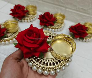 Rose Floral Tealight Holder Diwali Candle Jar Housewarming Favor Festive Return Gift Decoración de mesa Indian Wedding Favor Home Decor - Product Image 2