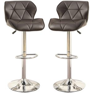 Cucina moderna isola sgabelli da Bar in ecopelle marrone altezza da banco con alzata a Gas regolabile Set Base cromata di 2 - Product Image 5