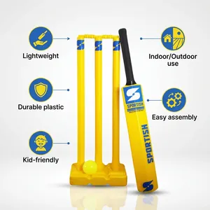 <b>Plastic</b> <b>Cricket</b> <b>Set</b> With Bat Ball And Stumps Lightweight Durable Design Ideal For Training Backyard & Recreational <b>Cricket</b> Play - Product Image 3
