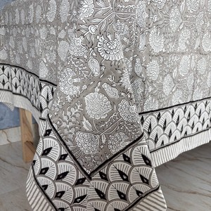 Customized Handmade Modern Block Printed Floral Cotton <b>Tablecloth</b> Eco-Friendly Durable Reusable Washable Outdoor Party Wedding - Product Image 4