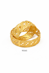 Brazaletes Kada Anchos de Aleación de Zinc Chapados en Oro de 24k de Lujo con Circonitas, Diseño Floral Grabado, Modernos, para Mujer, Certificados Premium - Product Image 6