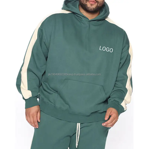 Entraînement Puff Print No String French Terry Hoodies Striped Gray Blanket Sweat à capuche surdimensionné - Product Image 5