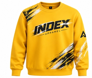 เสื้อสเวตเชิ้ตคอกลมสีเหลือง Index Apparel ทรงปกติสำหรับผู้ชาย พิมพ์ลายแบบ Sublimation สวมใส่สบายๆ ในฤดูใบไม้ร่วง - Product Image 1