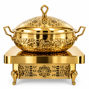 Plat à réchaud Aurevanta Florenza Royale en acier inoxydable, durable et écoresponsable, finition miroir, idéal pour les réceptions - Product Image 1