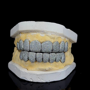 Hip Hop Custom 925 Silver Silver/Rhodium Plated Iced Moissanite Teeth Grillz IGI Certified Luxury Body Jewelry for Wedding - Product Image 6