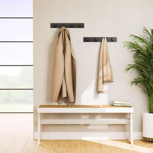 Perchero de Pared Negro con Barra de Metal de 12.5 Pulgadas y 4 Ganchos en Ángulo Recto para Entrada, Baño, Dormitorio y Oficina - Product Image 5
